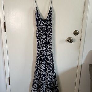 Tocca Navy and White Maxi Dress